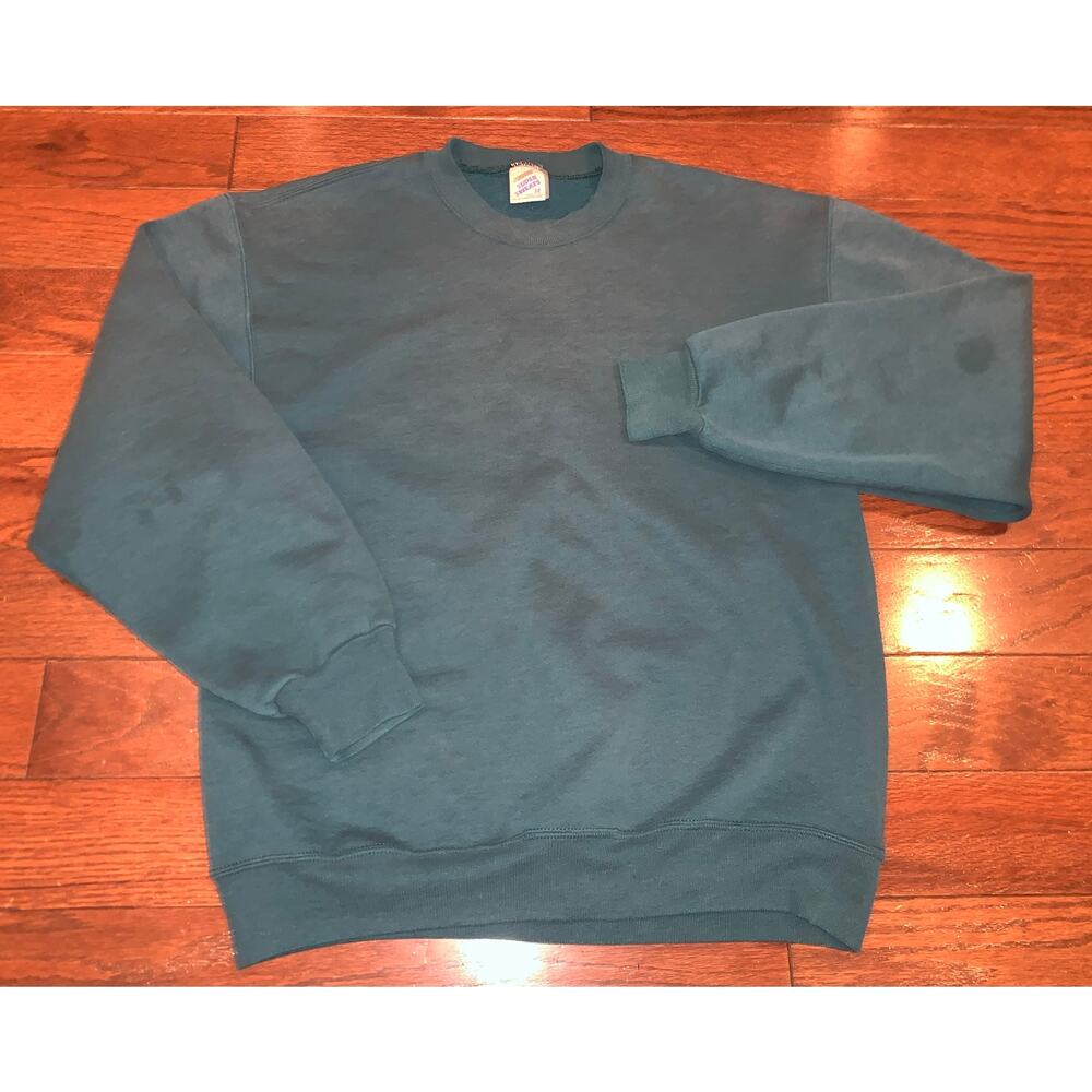 Vintage Jerzees‎ Super Sweats Teal Crewneck Sweatshirt USA Made M
